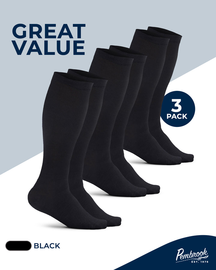 Pembrook Cotton Light Compression Socks for Men &amp; Women - 3 Pairs | 8-15 mmHg