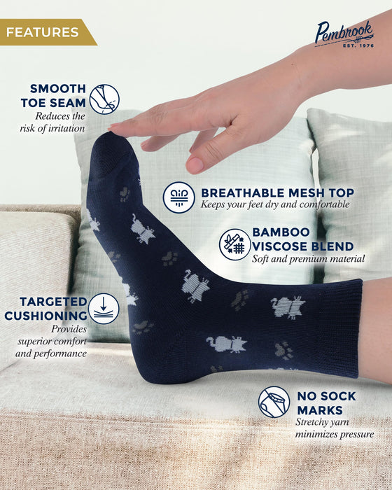 Pembrook Diabetic Socks for Women & Men - 4 Pairs Ankle Bamboo Viscose Socks Woman | Womens Diabetic Socks Size 9-11