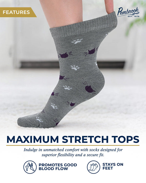 Pembrook Diabetic Socks for Women & Men - 4 Pairs Ankle Bamboo Viscose Socks Woman | Womens Diabetic Socks Size 9-11