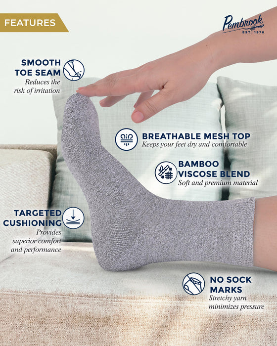 Pembrook Diabetic Socks for Women & Men - 4 Pairs Ankle Bamboo Viscose Socks Woman | Womens Diabetic Socks Size 9-11