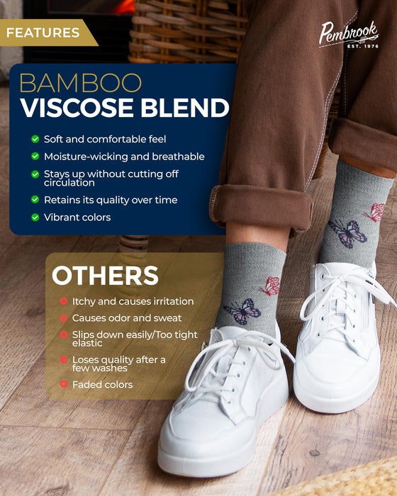 Pembrook Diabetic Socks for Women & Men - 4 Pairs Ankle Bamboo Viscose Socks Woman | Womens Diabetic Socks Size 9-11