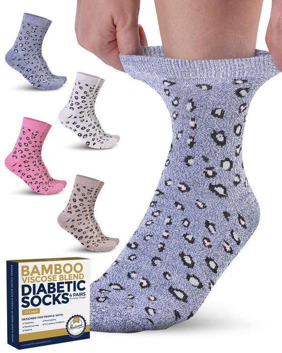 Pembrook Diabetic Socks for Women & Men - 4 Pairs Ankle Bamboo Viscose Socks Woman | Womens Diabetic Socks Size 9-11