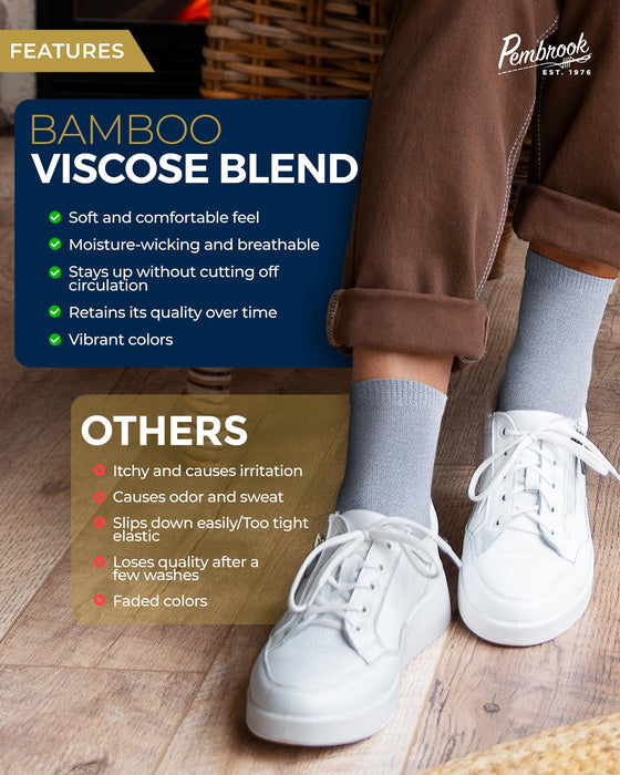 Pembrook Diabetic Socks for Women & Men - 4 Pairs Ankle Bamboo Viscose Socks Woman | Womens Diabetic Socks Size 9-11