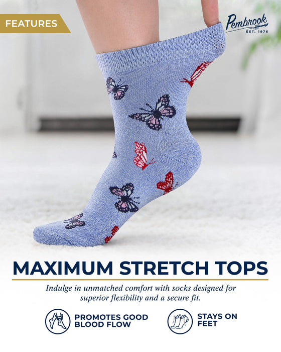 Pembrook Diabetic Socks for Women & Men - 4 Pairs Ankle Bamboo Viscose Socks Woman | Womens Diabetic Socks Size 9-11