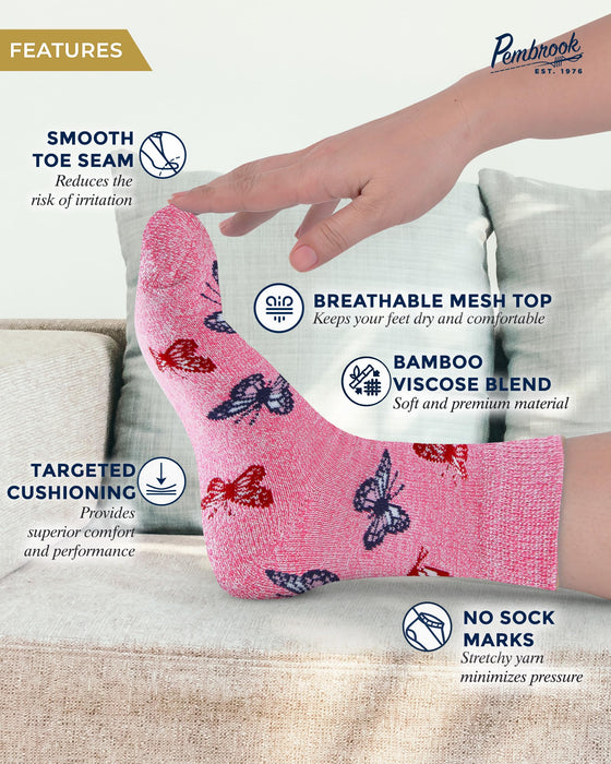 Pembrook Diabetic Socks for Women & Men - 4 Pairs Ankle Bamboo Viscose Socks Woman | Womens Diabetic Socks Size 9-11