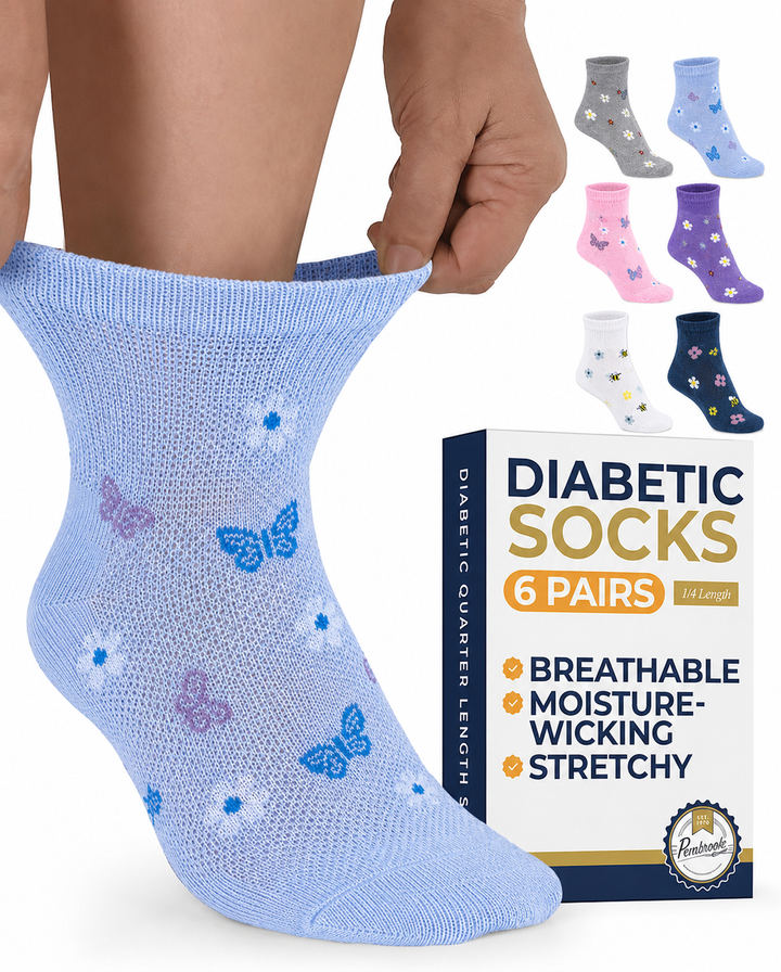 Pembrook Ankle Diabetic Socks: 6 Pairs