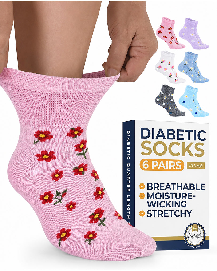 Pembrook Ankle Diabetic Socks: 6 Pairs