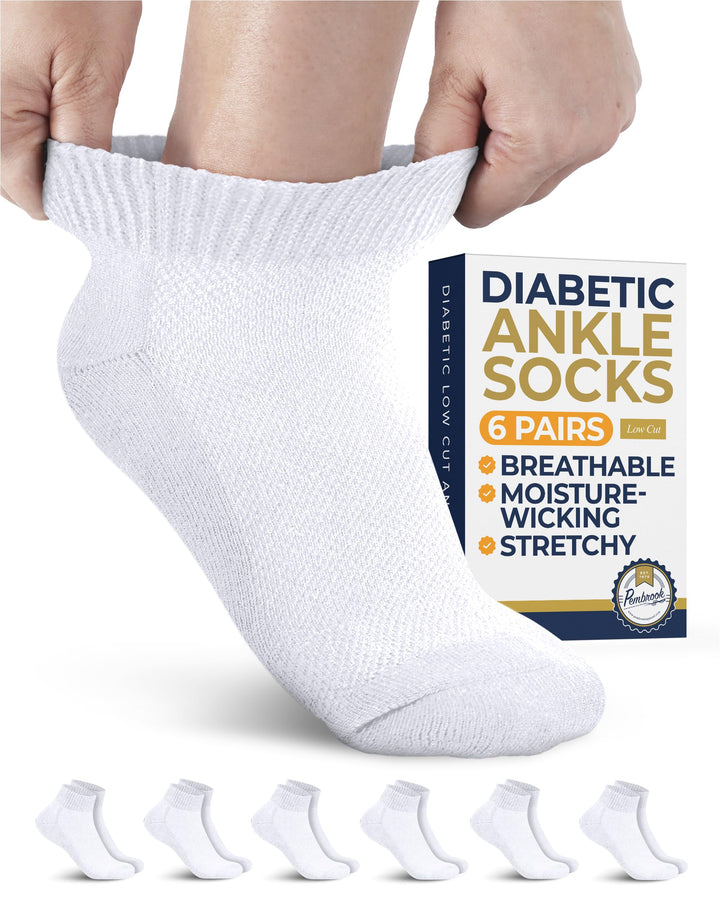 Pembrook Low Cut Seamless Diabetic Socks: 6 Pairs