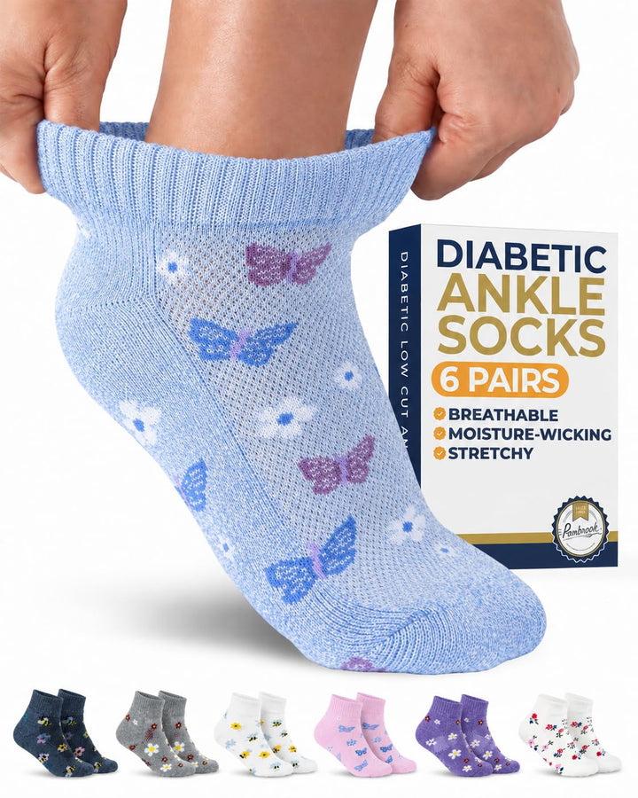 Pembrook Low Cut Seamless Diabetic Socks: 6 Pairs