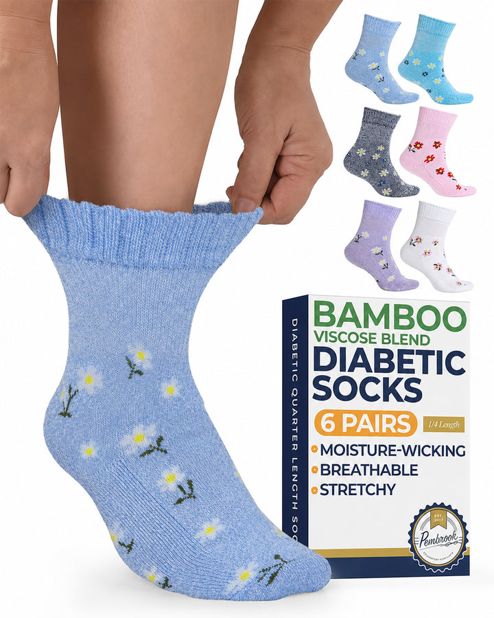 Pembrook Bamboo Diabetic Ankle Socks: 6 Pairs
