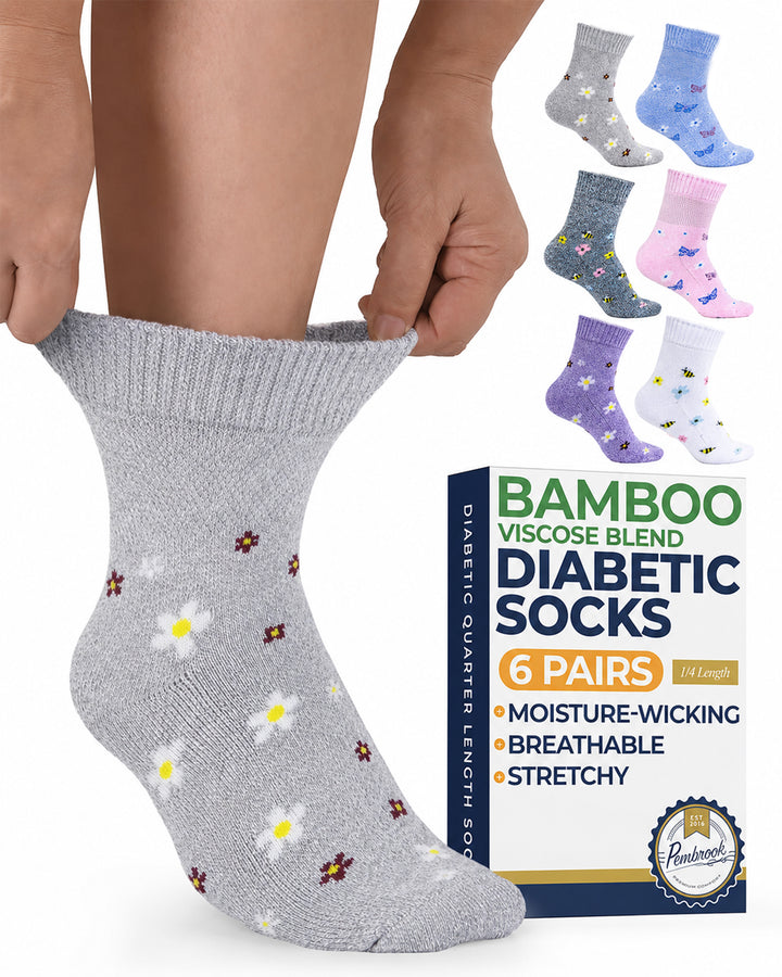 Pembrook Bamboo Diabetic Ankle Socks: 6 Pairs