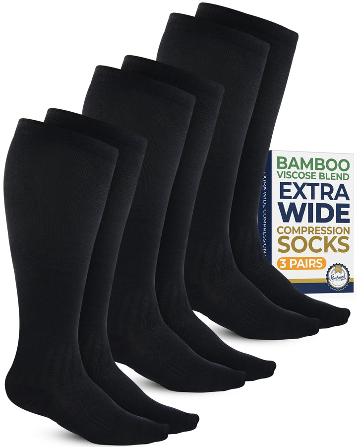 Pembrook Plus Size Wide Calf Compression Socks: 3 Pairs | 15-20 mmHg