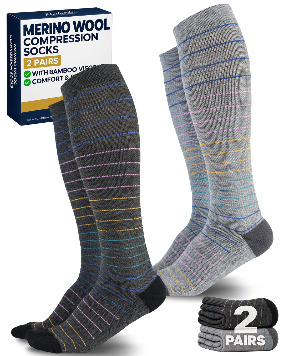 Pembrook Merino Wool Compression Socks