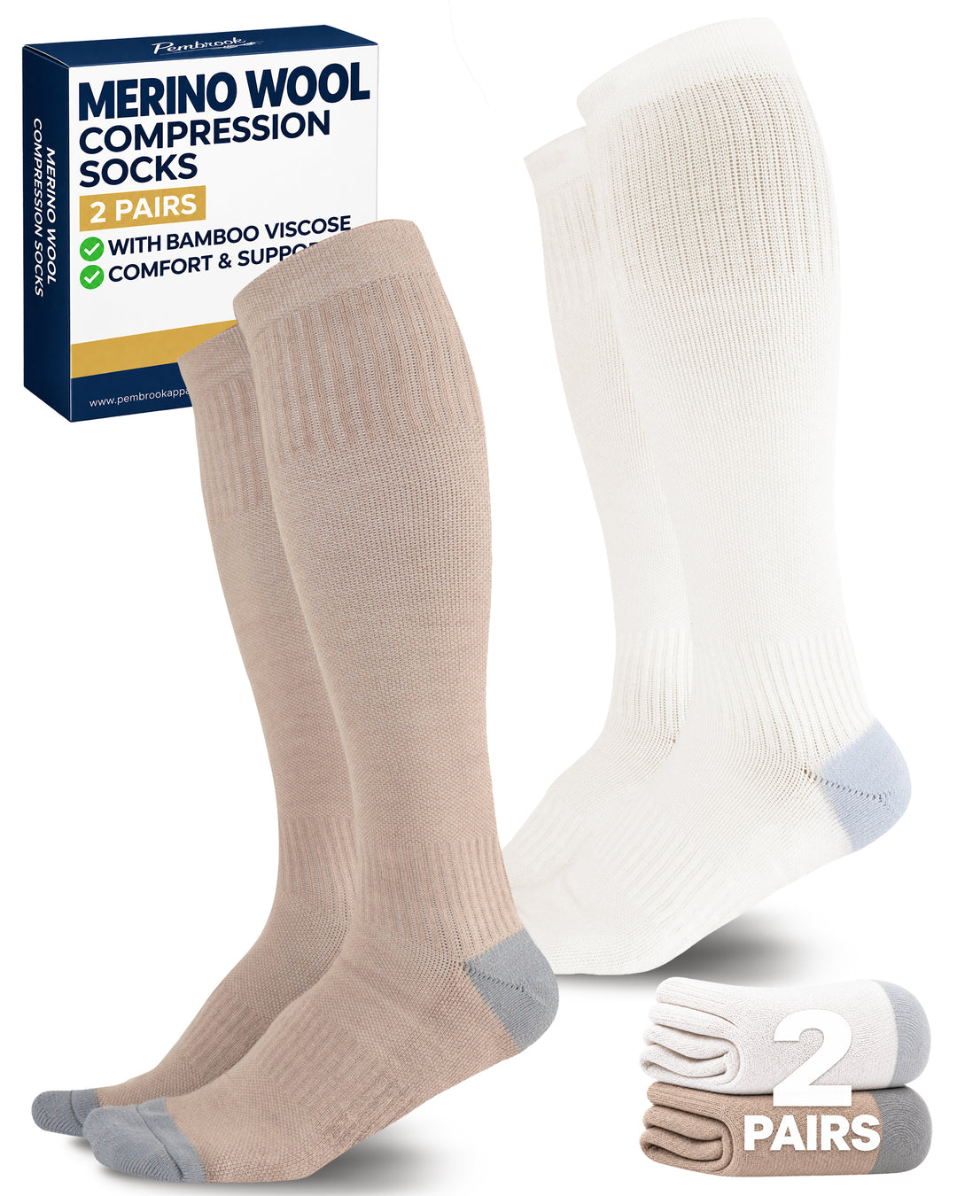 Pembrook Merino Wool Compression Socks
