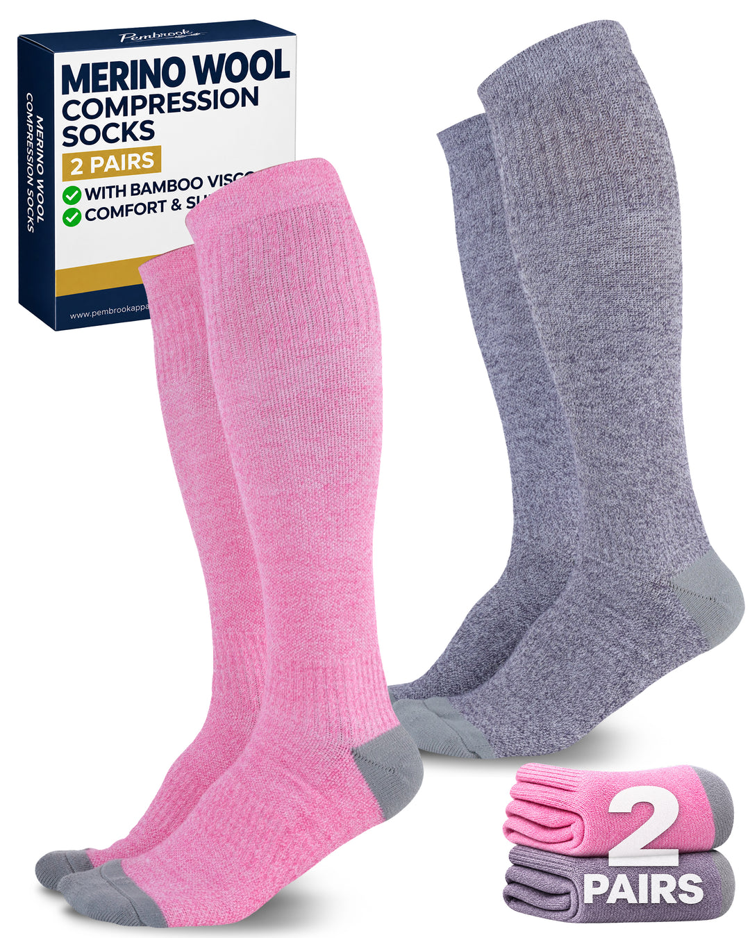 Pembrook Merino Wool Compression Socks