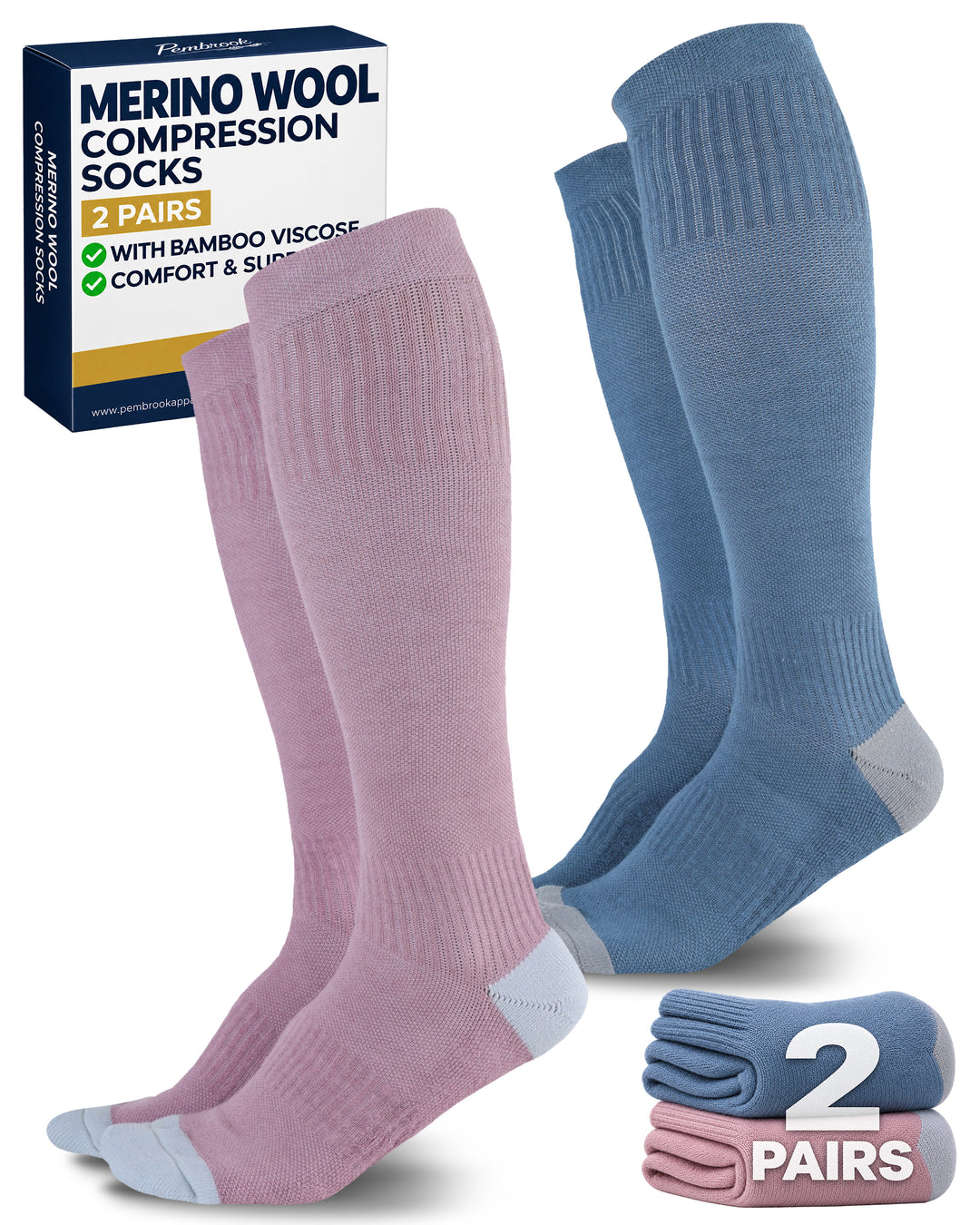 Pembrook Merino Wool Compression Socks