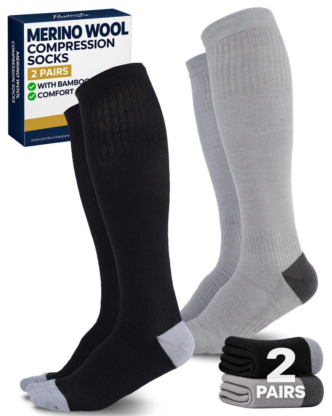 Pembrook Merino Wool Compression Socks