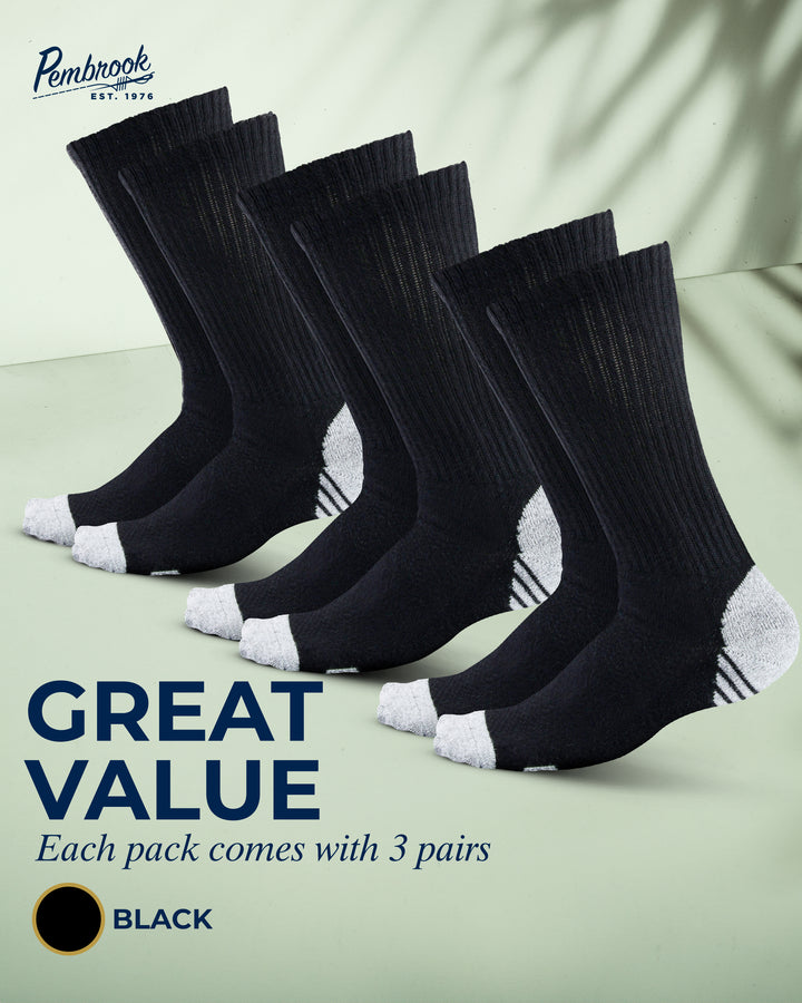Pembrook Bamboo Crew Work Socks: 3 Pairs
