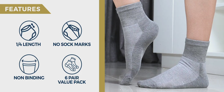Pembrook Ankle Diabetic Socks: 6 Pairs