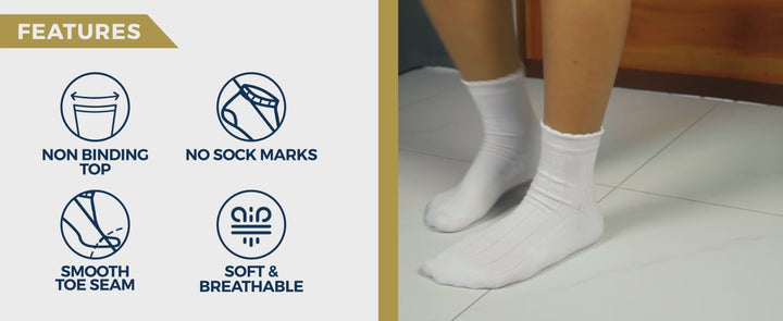 Pembrook Frill Knit Diabetic Socks for Men &amp; Women with Bamboo Viscose - 6 Pairs