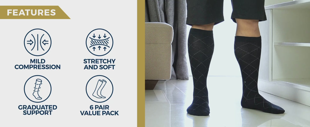 Pembrook Light Compression Socks for Men: 8-15 mmHg