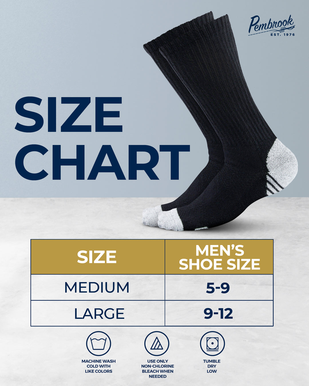 Pembrook Bamboo Crew Work Socks: 3 Pairs