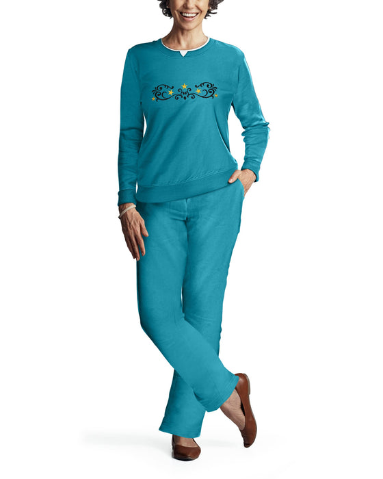 Pembrook Womens Sweat Suits Two-Piece - Ladies Sweatsuits Sets | Embroidered Fleece Sets for Women 2 Piece