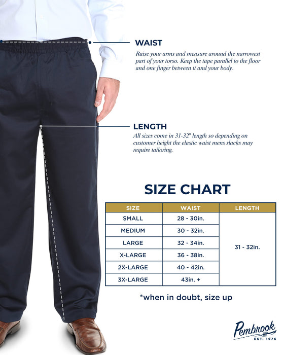 Pembrook Mens Elastic Waist Pants for Seniors - Adaptive Mens Pants for Elderly | Elastic Waist Pants for Men