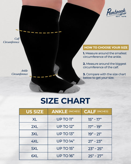 WHOTAY Plus Size Compression Socks Wide Calf for Women 20-30mmhg