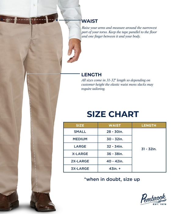 Pembrook Mens Elastic Waist Pants for Seniors - Adaptive Mens Pants fo
