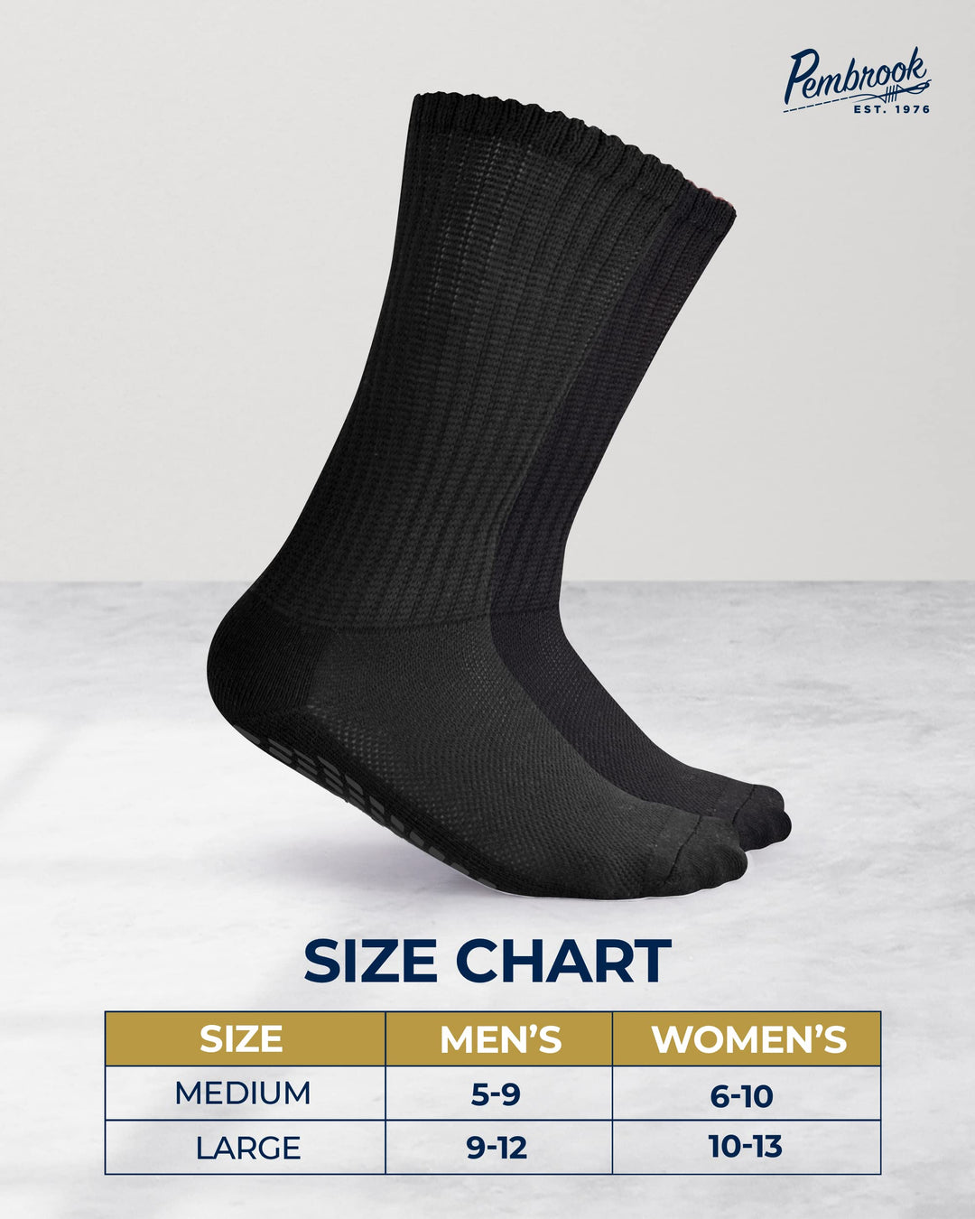 Pembrook Diabetic Socks with Grippers: 6 Pairs | 12 colors