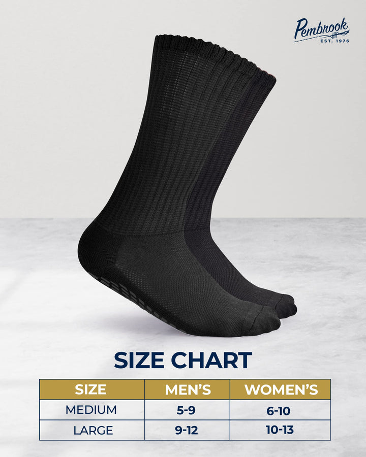 Pembrook Diabetic Socks with Grippers: 6 Pairs | 12 colors