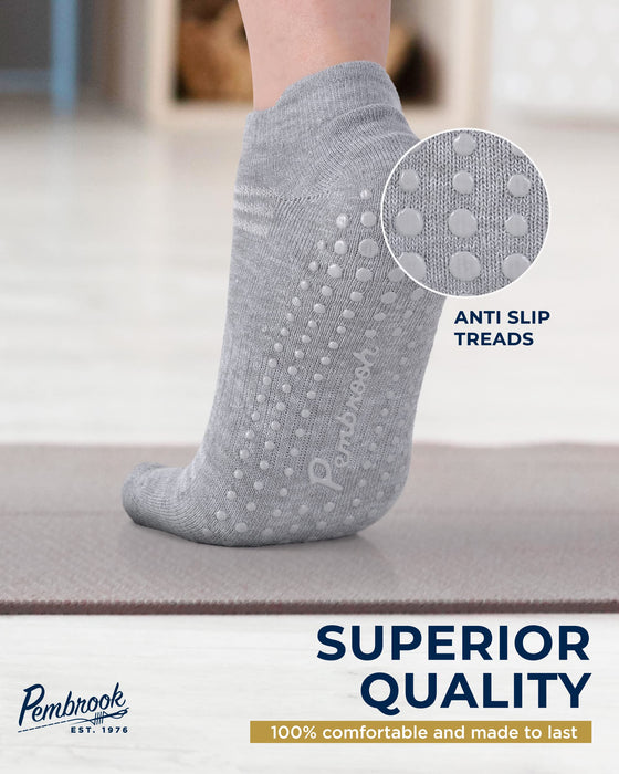 Non Skid Ankle Socks - (4 Pairs) - L/XL - Anti Slip Socks for