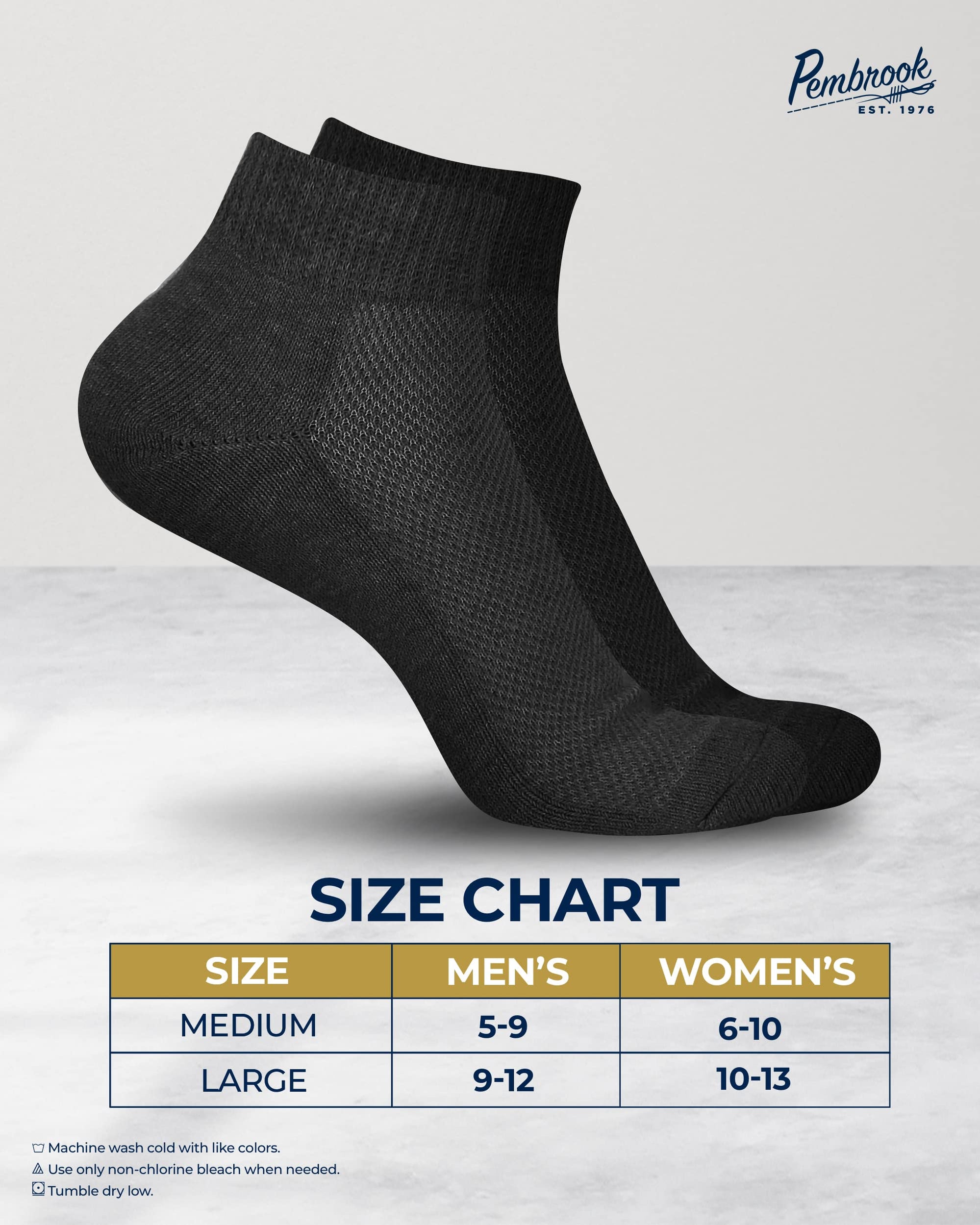 Pembrook Diabetic Ankle Socks for Men and Women 6 Pairs Low Cut Seam