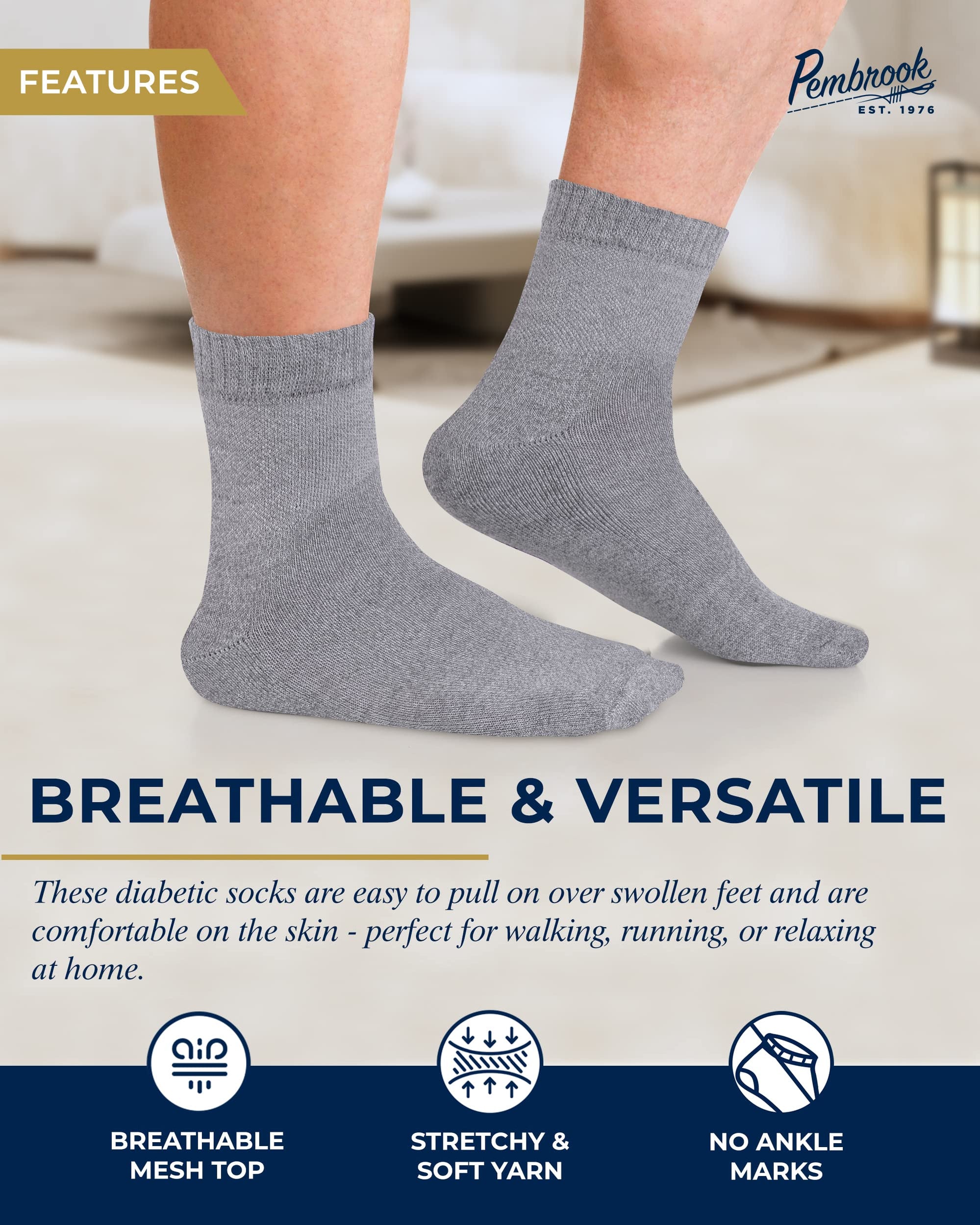 Bamboo Diabetic Socks for Men & Women 6 Pairs Ankle Length Mens Diab