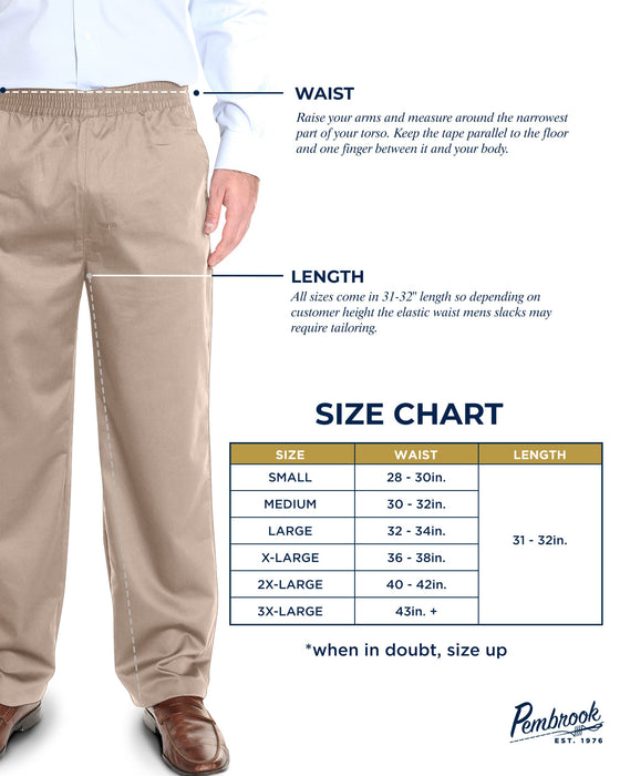 Pembrook Mens Elastic Waist Pants for Seniors - Adaptive Mens Pants for Elderly | Elastic Waist Pants for Men