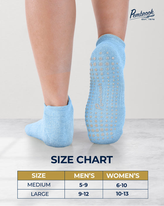 Pembrook 4 Pairs Crew Non Slip Socks - Gripper Socks for Men Women Husband  Dad | Grippy Socks for Hospital Yoga Pilates Barre
