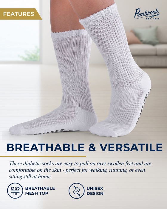 Pembrook 6 Pairs Diabetic Socks with Grippers for Men & Women - 12 Colors Neuropathy Socks for Women | Edema Socks
