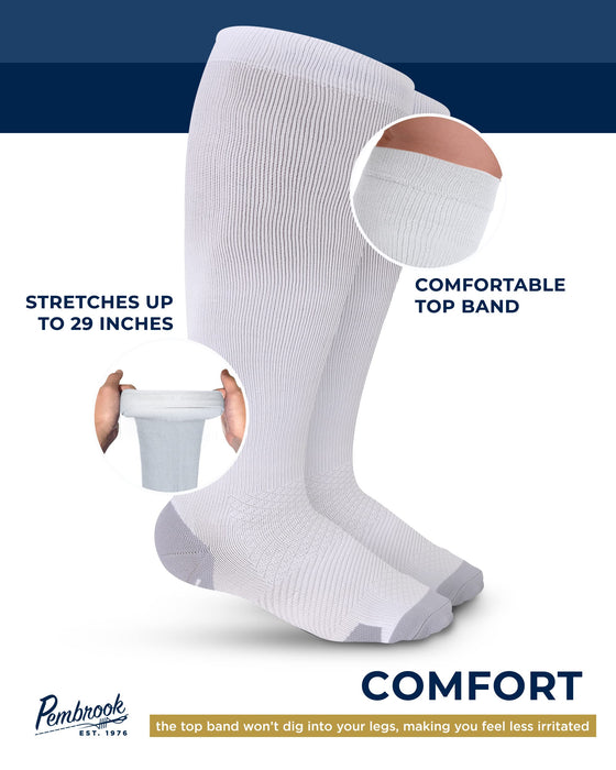 Pembrook Plus Size Compression Socks Wide Calf - Up to 6XL | 20-30 mmHg Wide Calf Compression Socks for Women Plus Size