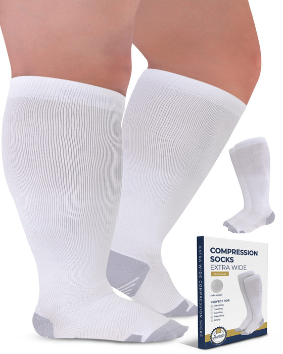 Pembrook Plus Size Compression Socks Wide Calf - Up to 6XL | 20-30 mmHg Wide Calf Compression Socks for Women Plus Size