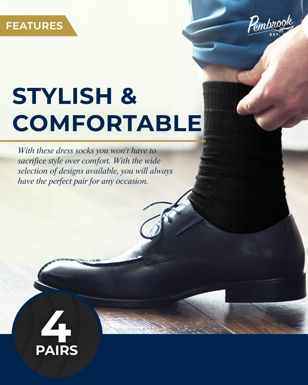 Pembrook Diabetic Dress Socks for Men: 4 Pairs Pembrook Diabetic Dress Socks for Men: 4 Pairs