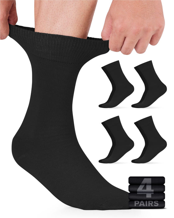 Pembrook Diabetic Dress Socks for Men - 4 Pairs Odor Free Stylish Diabetic Socks for Men Work | Mens Diabetic Socks Casual