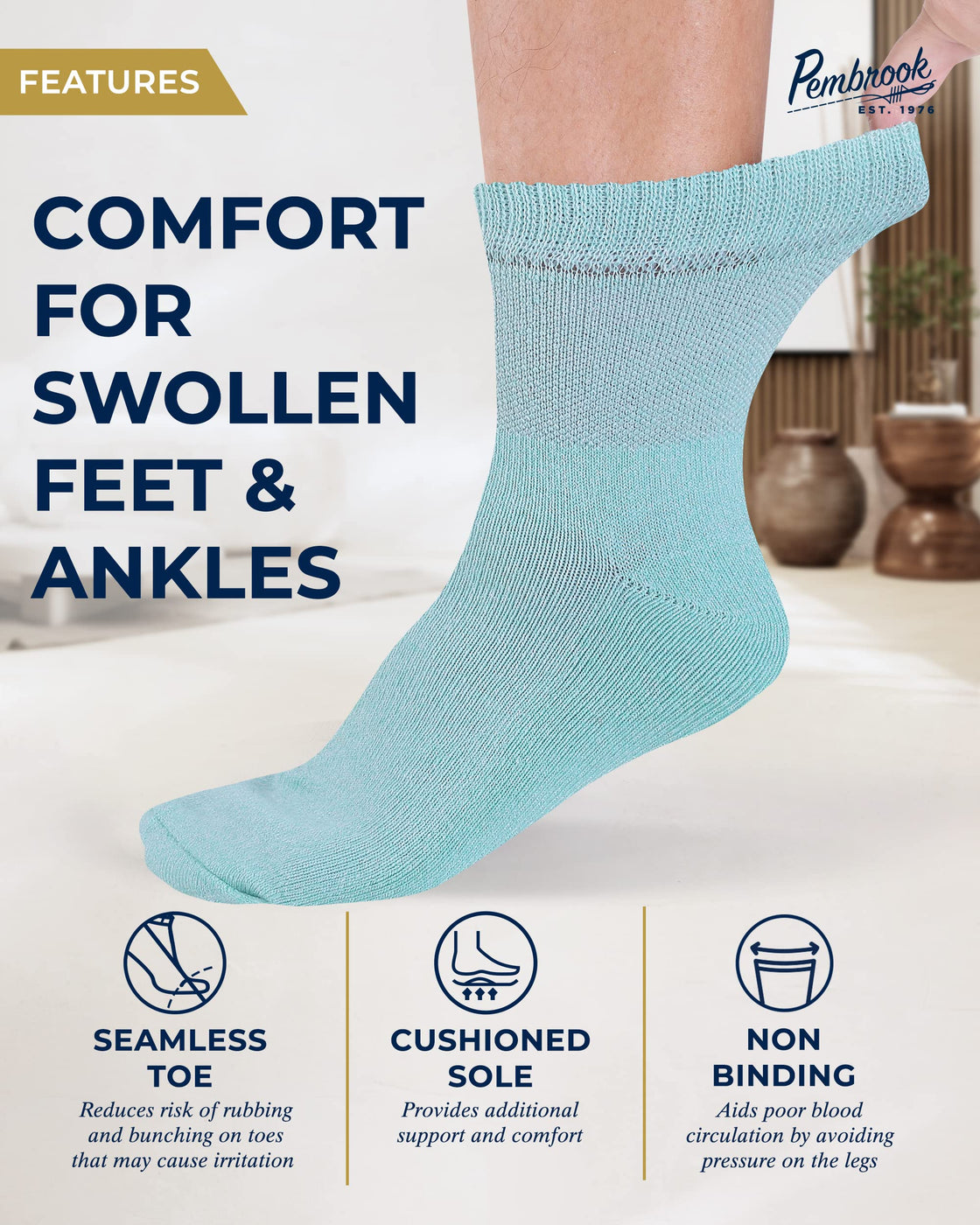 Bamboo Diabetic Socks for Men & Women 6 Pairs Ankle Length Mens Diab