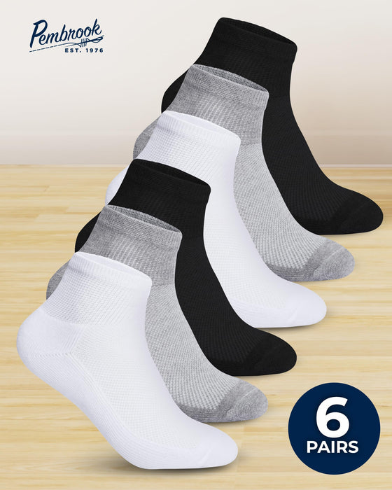Pembrook Ankle Diabetic Socks for Women & Men | 6 Pairs | Wide Non Binding Socks Quarter Length | Edema Neuropathy Socks