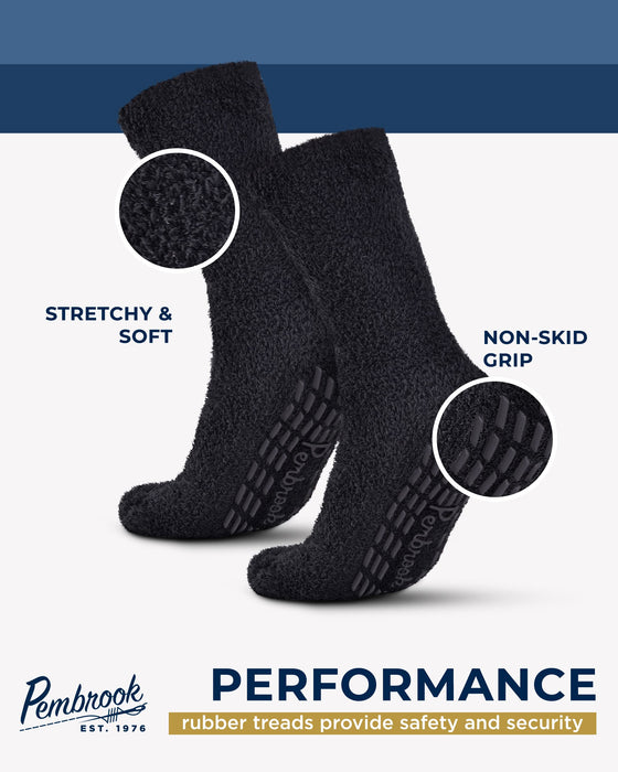 Pembrook Non Skid/Slip Socks – (2 Packs) - Hospital Socks - Fuzzy Slipper Gripper Socks