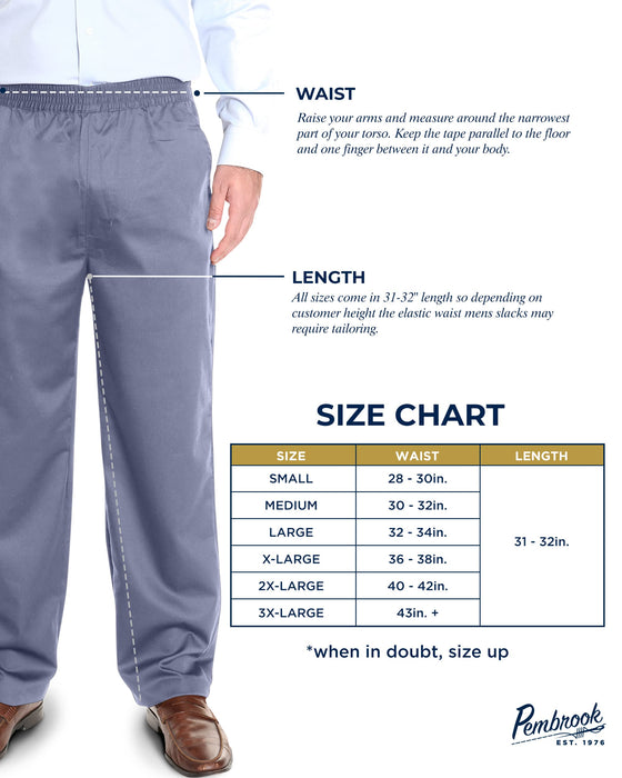 Pembrook Mens Elastic Waist Pants for Seniors - Adaptive Mens Pants for Elderly | Elastic Waist Pants for Men