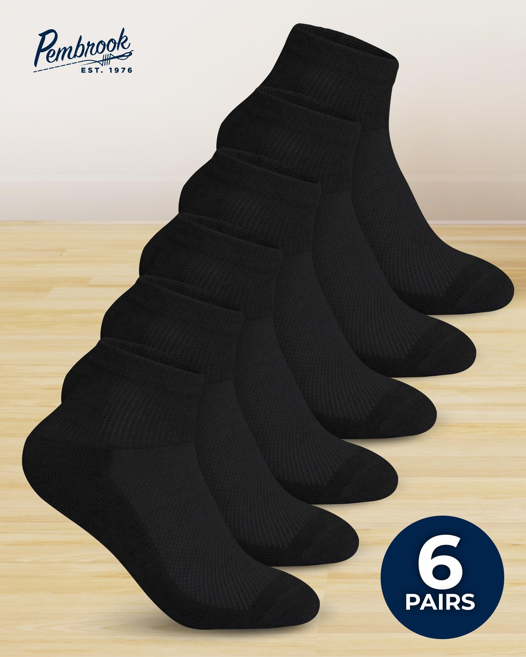 Pembrook Ankle Diabetic Socks for Women & Men 6 Pairs Wide Non Bin