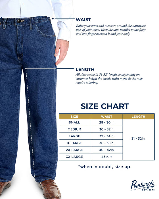 Pembrook Mens Elastic Waist Pants for Seniors - Adaptive Mens Pants for Elderly with Zipper and Button