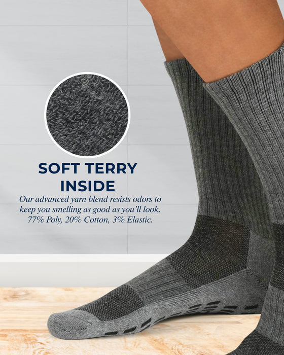 Non Skid Crew Socks - (4 Pairs) - Anti Slip Socks for Barre Yoga Pilates Maternity Pregnancy Hospital Adults Men Women