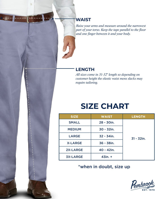 Pembrook Mens Elastic Waist Pants for Seniors - Adaptive Mens Pants for Elderly with Zipper and Button